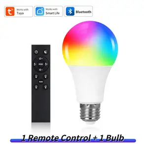 Tuya 스마트 블루투스 LED 전구 라이프 APP E27 220V 9W 15W BT 램프 RF 2.4GHz 원격 그룹 제어 침실 장식