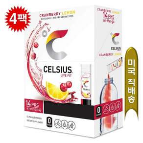 [1/2/3/4/5/6박스 택1] Celsius 셀시어스 온더고 크램베리 레몬맛 무설탕 분말 14스틱 /박스
