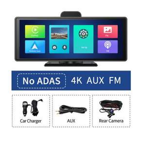 Imagebon 10.26인치 4K 대시캠 ADAS 무선 및 유선 CarPlay/Android Auto 5G WiFi GPS 네비게이션 후방 카메라 대시보드 비디오 레코더