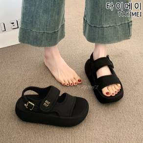 타이메이 두꺼운 밑창 샌들 여자 여름 외투 부드러운 밑창 편안하다 피곤하지 않다 발 여자 캐주얼 모래사장 샌들
