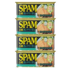 CJ 백설 통조림 햄 스팸 25%라이트 120g x 4개 나트륨은 낮게-밥반찬