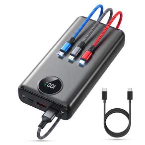 KLIFE 40000mAh 대용량 보조배터리 고속충전 3in1 케이블 일체형 PD 22.5W QC3.0 LED조명 잔량표시 멀티단자