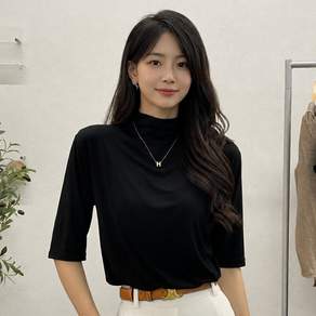 에쉬울프 여성 모달 목폴라 5부 이너 티셔츠