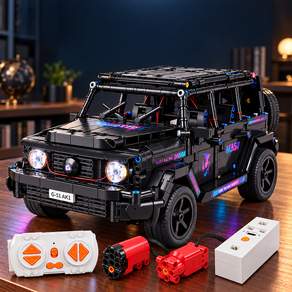 최신 테크닉 호환 블록 SUV 오프로드카 벤츠 메르세데스 G바겐 LED 라이트 튜닝+파워 모튤세트 1:14 대형 조립 블록카