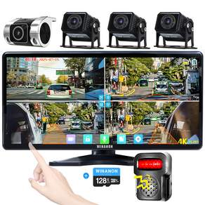 WINANON 10.36인치 4채널 터치 화물차 블랙박스 AI 사람감지 시스템 800만화소 고화질 1080P 트럭 차량 풀세트+128G