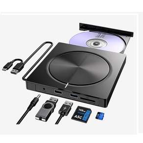유니콘 USB3.0 5 in 1멀티 외장 CD/DVD RW USB A+C타입 USB허브 카드리더기 외장 ODD Plug & Play, 1개, CD-500R