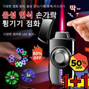 1+1 [한정특가] 메탈 스마트 음성 인식 점화기 Type-C 빠른 충전 피젯 스피너 다양한 점화 방식 음성 인식 안전해요/휴대하기 편함