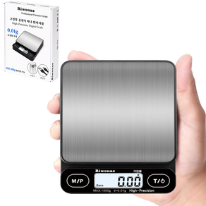 Riwonas 초미니 정밀 전자저울 1kg/0.01g 충전식 가정용 계량전자저울 주방저울