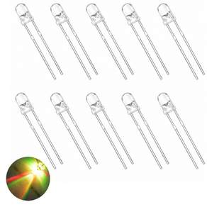 3mm 고휘도 컬러풀패스트 10개 키캡 수리용 레인보우 LED 램프 2핀 3파이 다이오드 DIY 전자부품 빠른변환