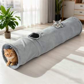 PAWZ Road 일자형 접이식 고양이 토끼 장난감 캣터널 패브릭 숨숨집 길이130cm