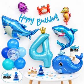 이벤트홀릭 상어 고래 풍선 생일파티세트