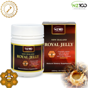 NZ100 프리미엄 뉴질랜드 로얄젤리 1000mg 츄어블타블렛 120정 10-HDA 2.2% 132mg 초유 50mg 로얄제리