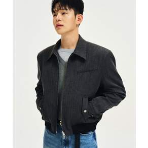 블레이어 남성 시에나 헤링본 블루종 크롭 자켓 클래식 출근 차콜