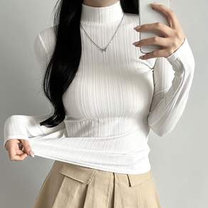arua 아루아 여성용 세로라인 신축성 좋은 반목 긴팔 티셔츠