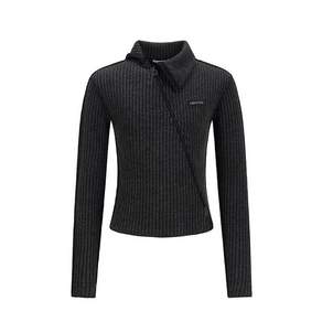 레씨토 LECYTO 다이애그널 DIAGONAL Rib Knit Zip-Up Charcoal