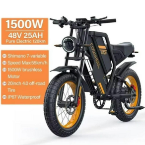 전기자전거 경량 고출력모델 Coswheel 삼성 듀얼 배터리 산악 더트 바이크 팻 타이어 2000W GT20 MAX 오토바이 60V 40AH