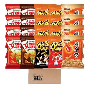혼합 스낵 과자 소형 20입 세트 1호 롯데 꼬깔콘 고소한맛 +꼬깔콘군옥수수 +치토스 매콤달콤 +치토스 스모키바베큐 +농심 새우깡
