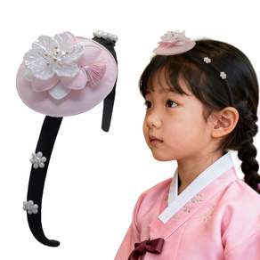 핸날 우리아이 한복 꽃장식 명절 배씨 머리띠