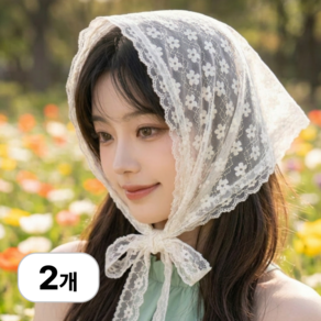 로멀리 헤어 커치프 플라워 레이스 두건