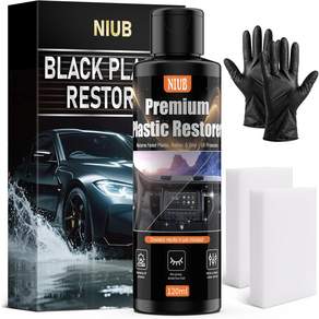 NIUB 120ml 트림 복원기 자동차용 플라스틱 블랙 빠른 건조 방수 장시간 광택 및 보호 실내 표면 사용 240 ML