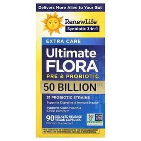 리뉴라이프 Ultimate Flora 엑스트라 케어 프로바이오틱 500억 생배양균 베지 캡슐 90정