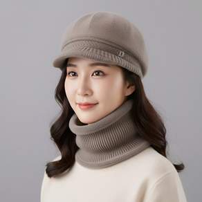 엄마 할머니 겨울 털모자 넥워머 세트