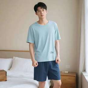 여름 캐주얼 파자마 루즈핏 편한 순면 커플잠옷 반팔 파자마세트 LY-099YYM