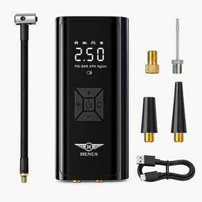 헤누스 타이어에어 휴대용 타이어 공기압 주입기 무선 올인원 공기 주입기 6000mAH