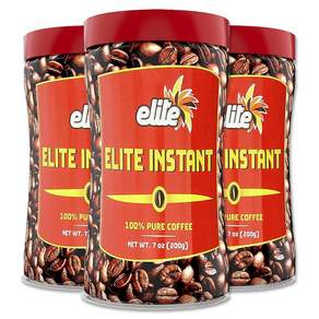 Elite Instant Coffee 7 Oz (Case of 12) 엘리트 인스턴트 커피 7온스(12개들이 케이스)