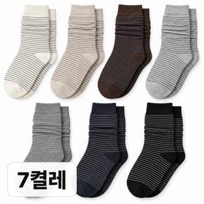 도도미 데일리 잔줄 스트라이프 양말 7종 7켤레 세트