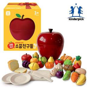 킨더픽 애플박스 과일자르기 주방 소꿉 역할놀이 옥수수전분소재 아기 장난감