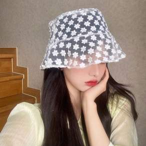 아일렛 시스루 벙거지 버킷햇 레이스 플라워벙거지 자수버킷햇 시스루모자 여성여름모자