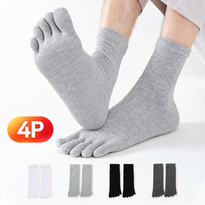 남성 발가락양말 중목 4켤레 세트 발가락양말 면 소재 흡습 통기성 탈취 데일리 양말