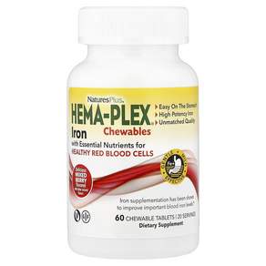 유명한 좋은 상품들 NaturesPlus (네이처스플러스) Hema-Plex® 철분 츄어블 믹스 베리 츄어블 정제 60정 빠르게배송해드립니다