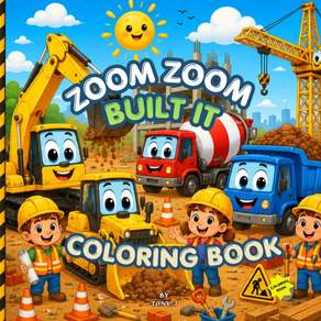 Zoom Zoom Built It Coloring Book: Fun Construction Trucks Builders and Worksite Adventures for