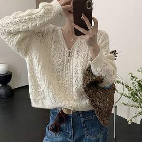 SAHINER 여성 브이넥 니트 스웨터 라운드 짜임 데일리 가을겨울 BZZS18