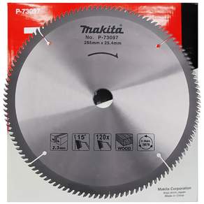 마끼다공식대리점 255mm 목재용 원형톱날 나무 목공 그라인더날 120날 2.3T 팁쏘 P-73097