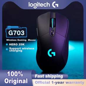 Logitech G703 HERO 센서 무선 게이밍 마우스25600DPI Lightspeed 마우스 포함 Windows Mac OS Chrome OS와 호환되는 POWERPLAY