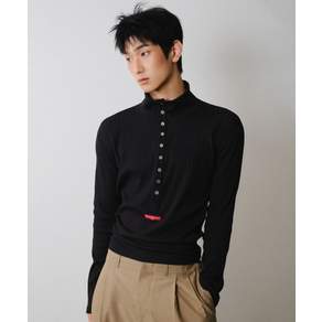 레코딩하우스 남성 REC 버튼 터틀넥 긴팔티 미니멀 레이어드 블랙