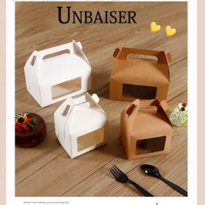 UNBAISER-크라프트 도시락 트레이 종이 용기 샌드위치 케이스 김밥 떡 만두 햄버거 크로플 포장 상자