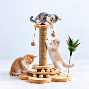 WHH 고양이 수직 기둥 스크래쳐 캣타워 스트레스 해소 혼자노는 고양이 장난감