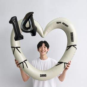 해피제이니 블랙 숫자 하트프레임 풍선 생일파티용품세트(프리레터링 시트지 포함) 포토존