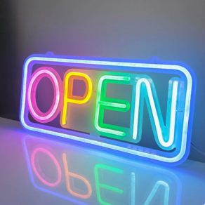 LED 네온사인 OPEN 40x20 cm 밝기를 조절할 수 있습니다