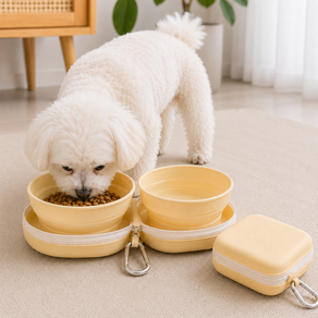 융풍 휴대용 접이식 펫보울 강아지 고양이 산책 여행용 물그릇 사료그