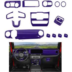 SQQP 2024-2026 이상 모델 Jeep Wrangler JL JLU 및 Gladiator JT용 17개 세트 인테리어 트림 키트 대시보드 측면 아웃렛 윈도우 스 purple