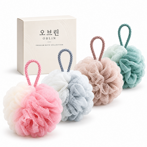 오브린 투톤 샤워타월 때밀이 타올 때밀이 샤워볼 4p