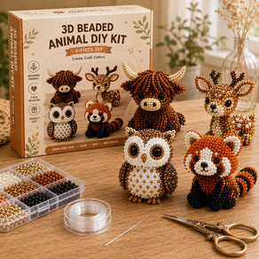 3D 입체 비즈 만들기 DIY 키트 4종 세트 구슬공예 키링 가방참 집콕취미 선물