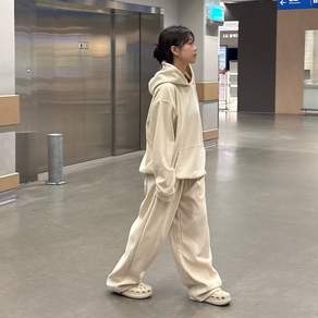 르위 남여공용 빅사이즈 코듀로이 후드 세트 골덴 와이드팬츠 트레이닝셋업