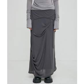 매장정품 플레어업 FLAREUP 유인 PICKAsymmetrical Draped Long Skirt FL-263_Dark Gray 170378