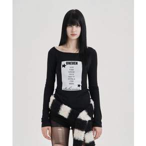 일리오 Black Uneven graphic longs리 Leeve